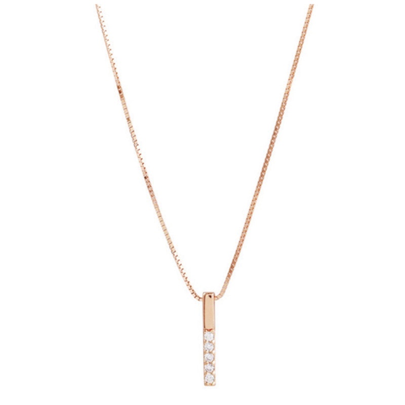 Kalung Rantai Sterling Silver 925 Dengan Liontin Geometri Aksen Zircon Untuk Wanita