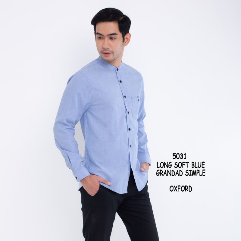 Kemeja Koko Ospan Lengan Panjang Kerah Shanghai Slimfit Polos Warna