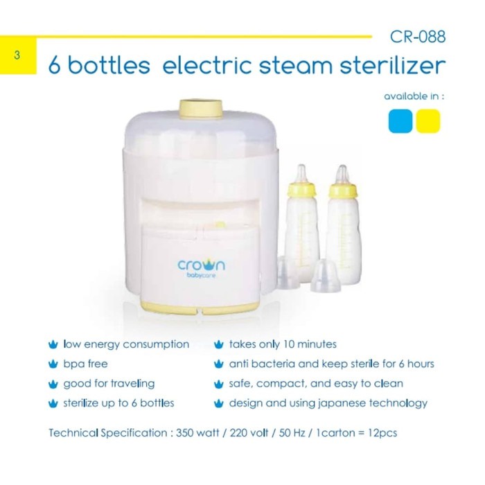 CROWN CR-088 6 BOTTLES STEAM STERILIZER - ALAT STERIL