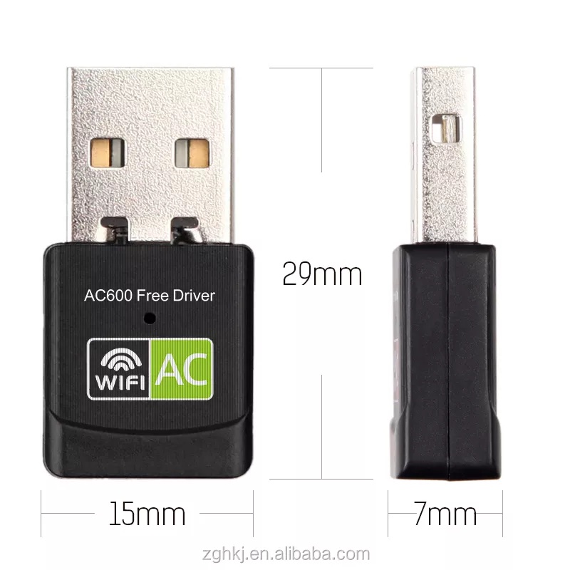 USB Wifi Wireless Dongle Adapter Dual Band 5ghz Untuk Dekstop PC Laptop 600 Mbps