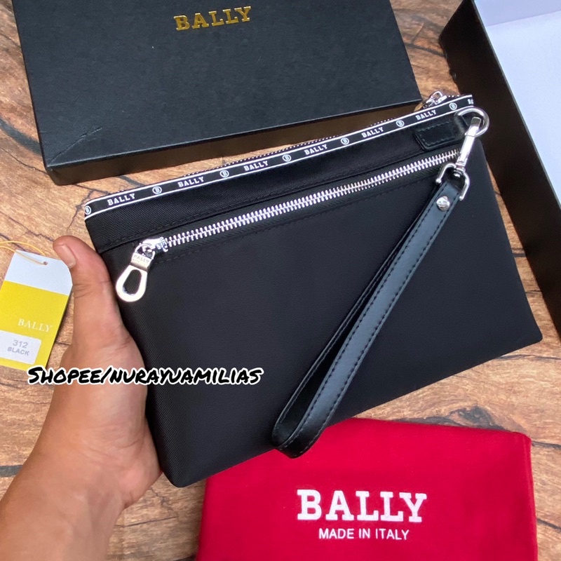 Clutch bally pria wanita free box tas clutch branded hang bag bally import