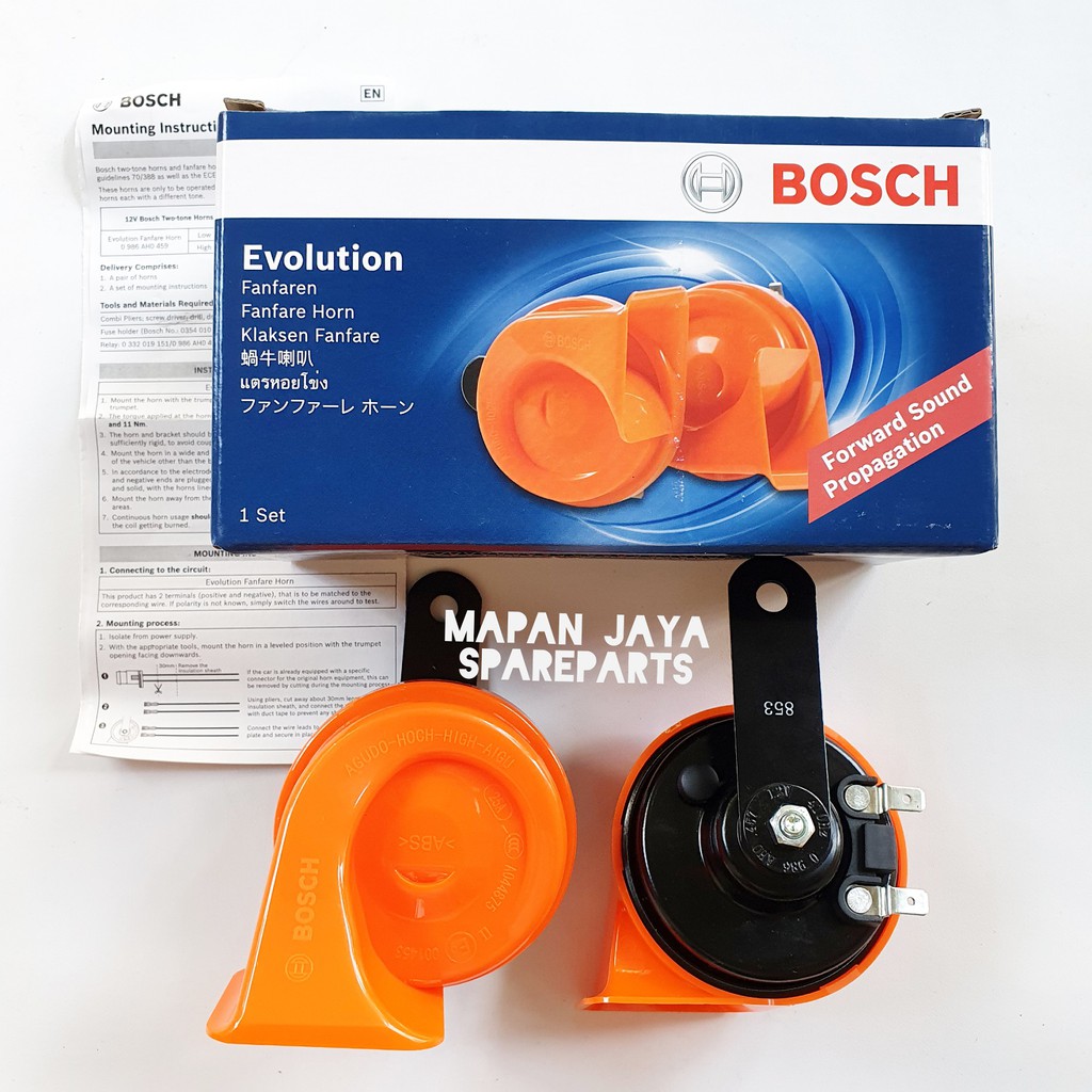 KLAKSON KEONG MOBIL MOTOR BOSCH EVOLUTION ORANGE 12v