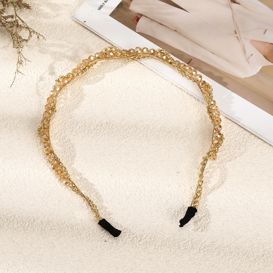 Headband Rantai Manik-Manik Kristal Bahan Alloy Gaya Korea Untuk Wanita