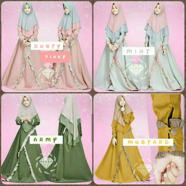 Sheren Kids Usia 8th-12th Baju Muslim Anak Perempuan Gamis Anak Perempuan Baju Anak Perempuan Muslim