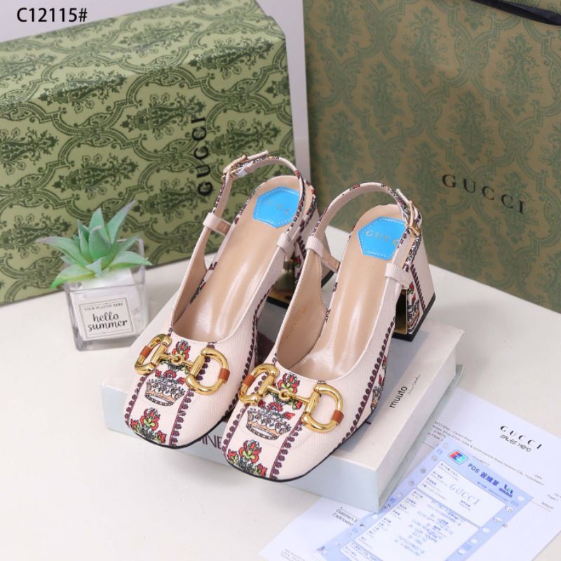 Gucci Women's 100 Sling Back Mid Heel Pump With Horsebit C12115