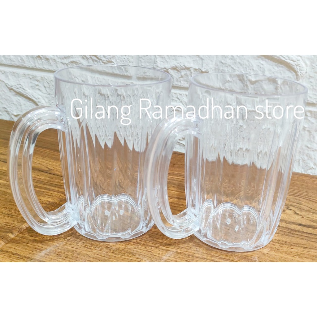 GELAS MIKA PLASTIK / GELAS PLASTIK BENING / GELAS PLASTIK GAGANG / BAHAN TEBAL DAN PANAS