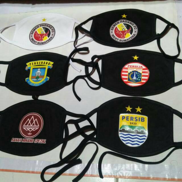 Masker logo persija,persib,perserang,semen padang fc/ranah minang/persita tangerang/chelsea fc