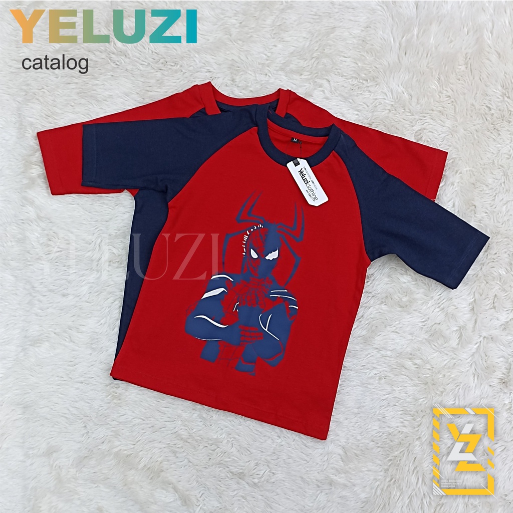 KAOS BAJU ANAK RAGLAN DISTRO MERAH NAVY YELUZI