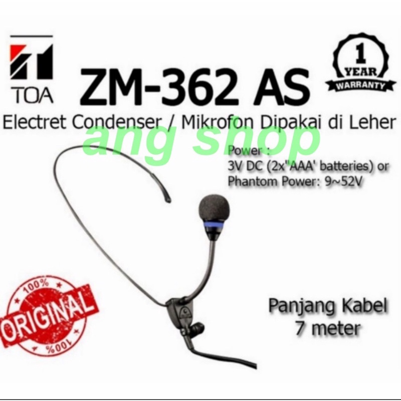 TOA ZM 362 ZM362 Mic Mik Mikropon Imam Neck Worn Jepit Bando Leher Ori TOA ZM-362