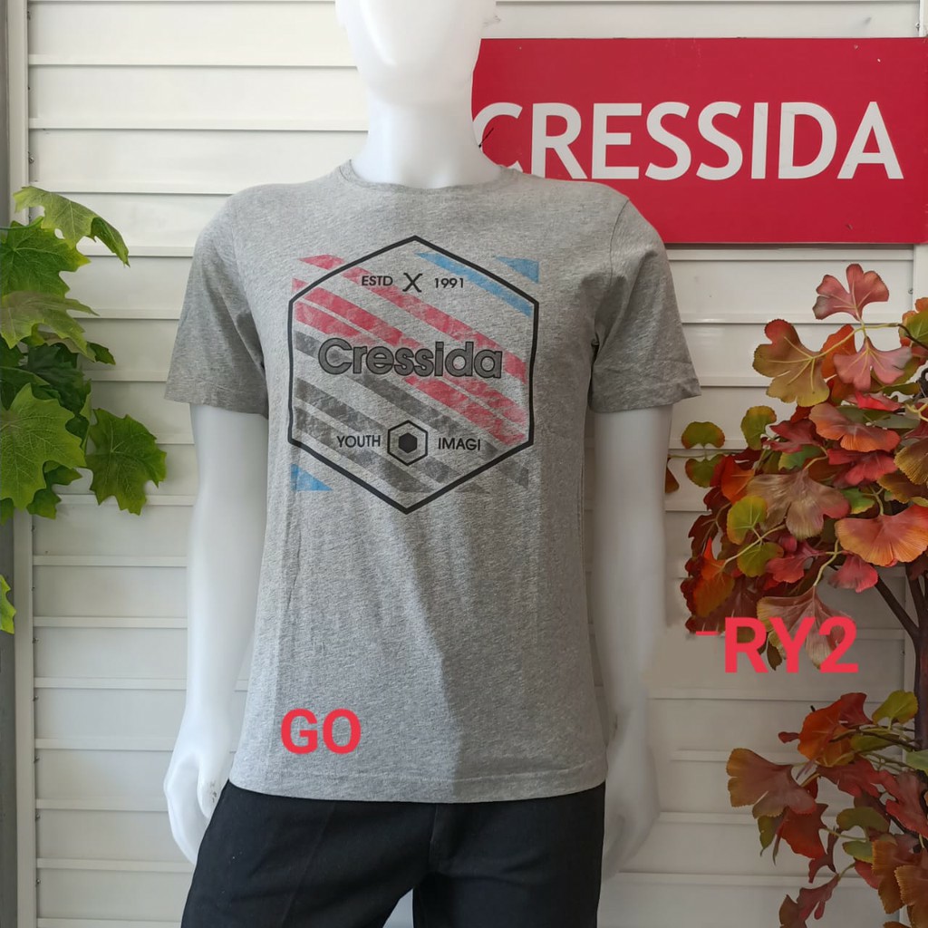 gos  XL CRESSIDA KAOS (Regular) Pakaian Pria Atasan Kaos Oblong Casual Santai Original Lengan Pendek