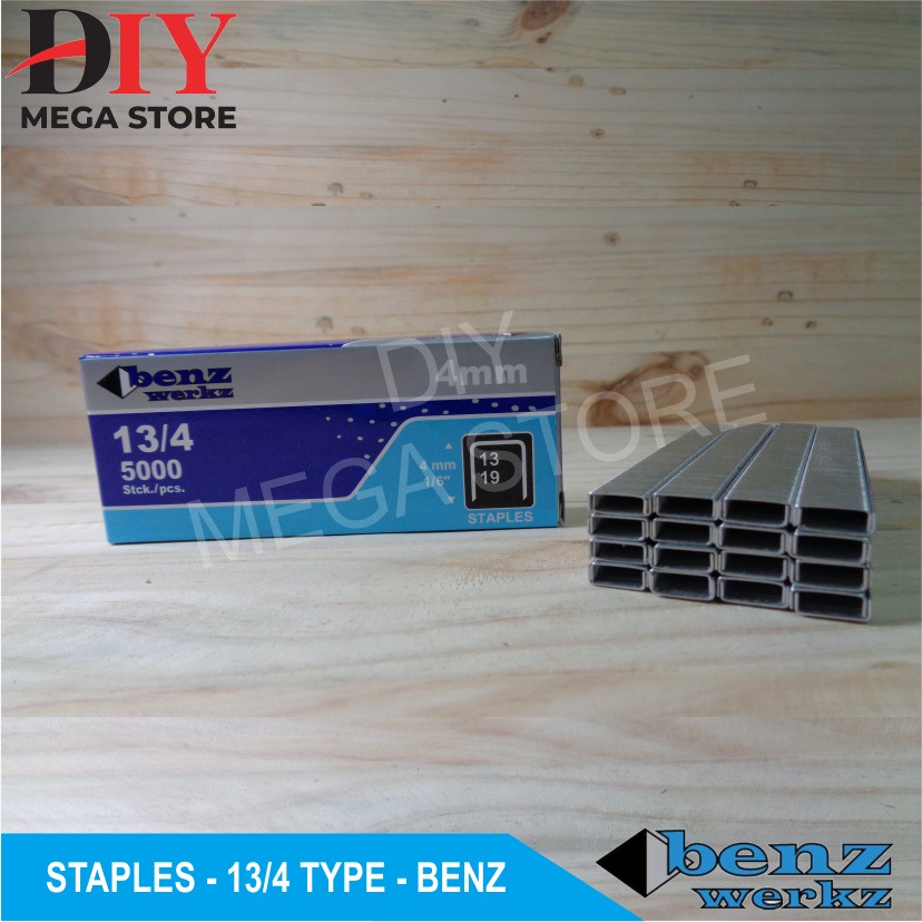 

Isi stapler 13/4 benz werkz staples tembak angin 5000 pcs isi staples Staples 13/4 Benz Werkz isi 5000 Pcs Staples R23 Jok Motor, Sofa, Kayu dll