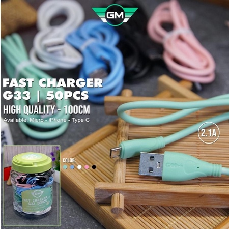 Kabel Data GM -G34/G33 Toples Isi 50 Pcs Fast Charging Original MICRO USB (harga per pcs)