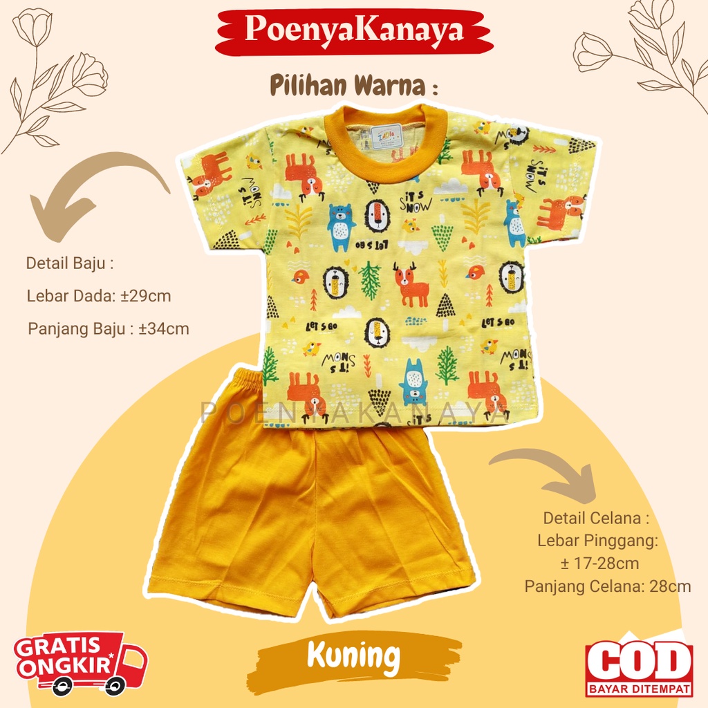 Setelan Baju Bayi Pendek Kaos Oblong IDOLA 8202 Kecil STL83 6-18 Bulan