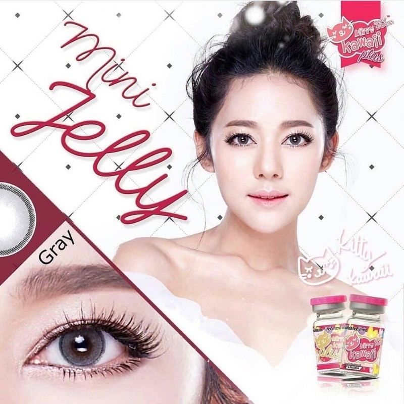 ORIGINAL KITTY KAWAII MINI JELLY GREY BROWN SOFTLENS SOFLENS SOFTLENSES