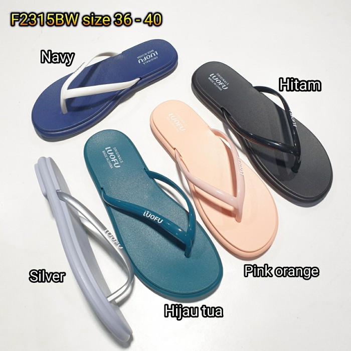 LUOFU ORIGINAL jelly sandal karet empuk murah jepit wanita sendal cewek import F2315BW