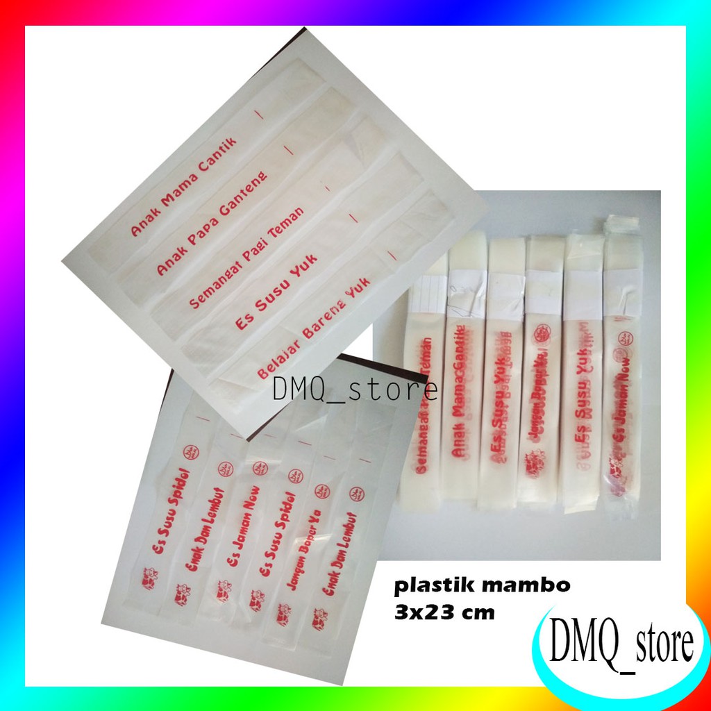 Plastik Es Mambo 3x23cm Merah 100 pcs / Plastik Es / Plastik Es Sablon / Plastik es Pensil / Plastik