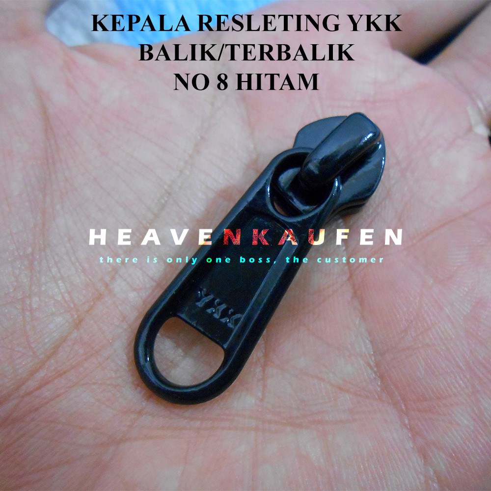 Kepala Resleting Terbalik YKK No 8 Warna Hitam