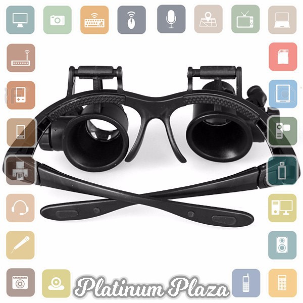 Kacamata Pembesar 25x Magnifier dengan 2 LED - Black`A4F3QY-