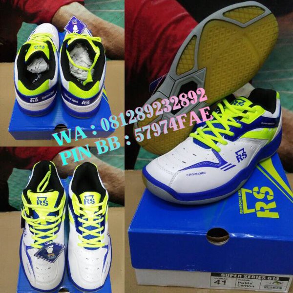 Sepatu Badminton RS Super Series 614/RS SS 614 Putih/Lemon - Original BO1033 CN BAT