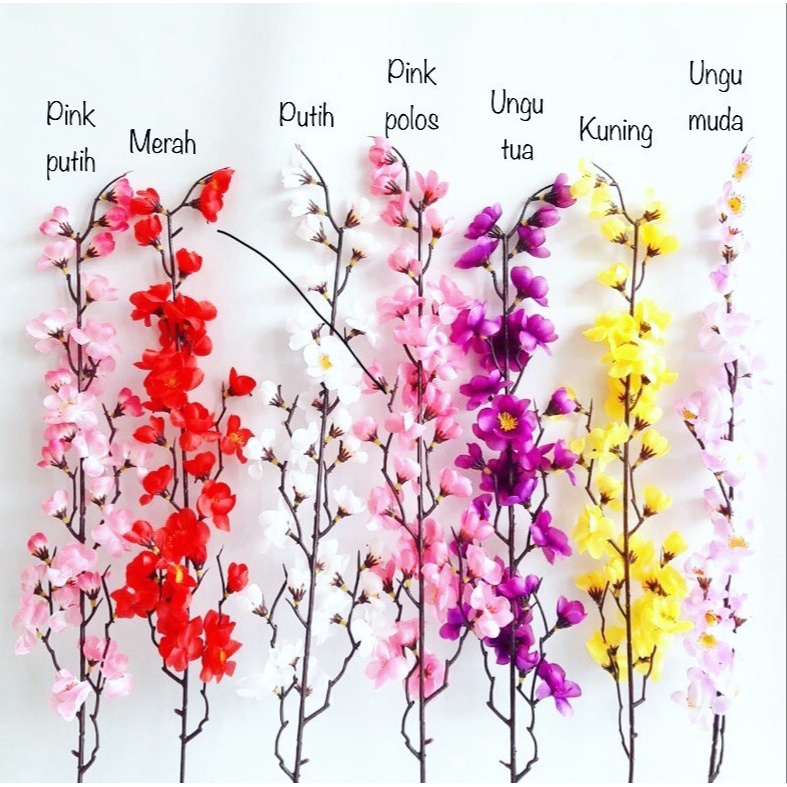 BUNGA SAKURA tangkai panjang 70cm - bunga artificial hiasan rumah home decor shabby grosir murah-kuning
