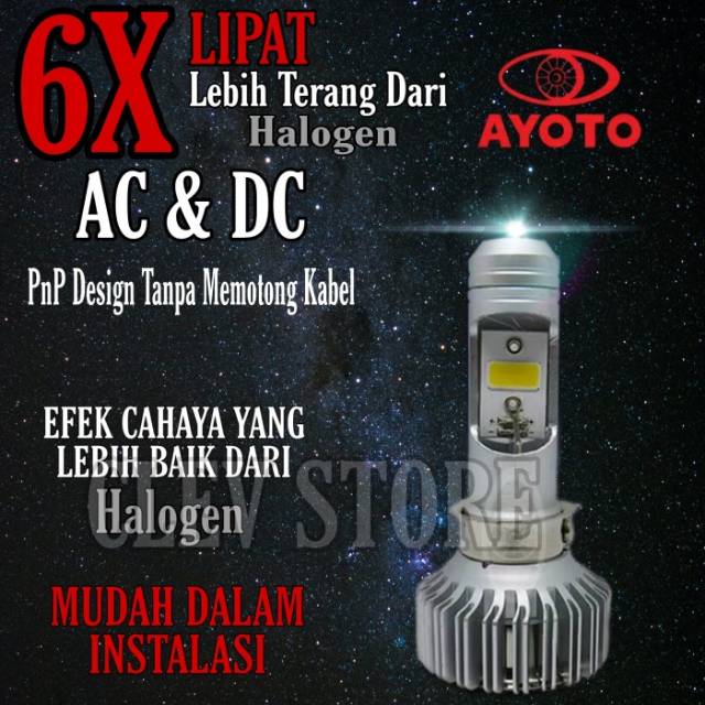 LAMPU LED motor AYOTO M1A H6 AC &amp; DC motor bebek &amp; matic HI/LO