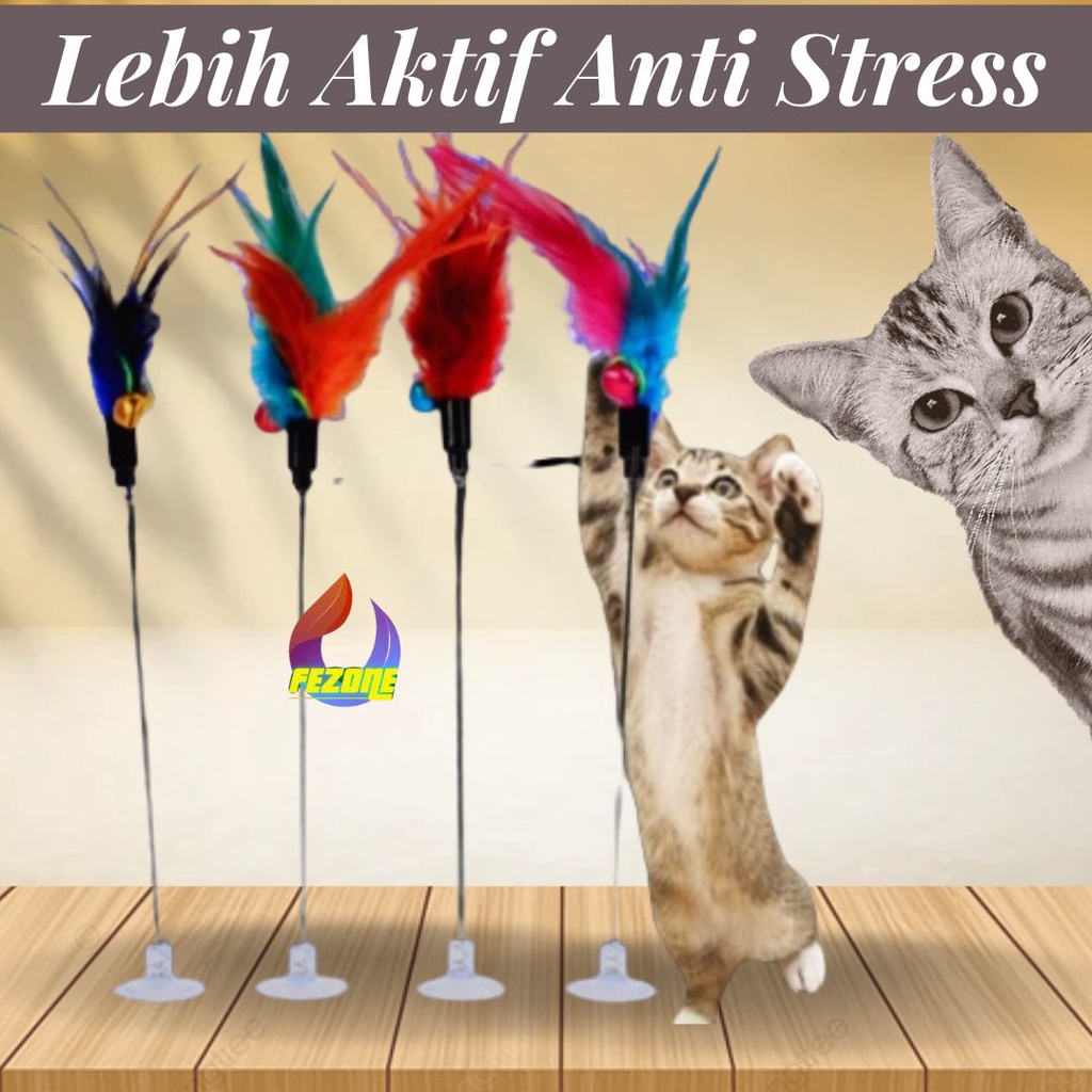 MAINAN STICK TONGKAT BULU ANGSA KUCING BAHAN KUAT TIDAK MUDAH PATAH CAT TEASER BULU KUCING FEZONE