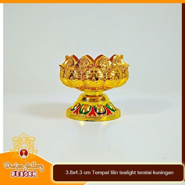 3.8 x 4.3 cm Tempat lilin tealight teratai kuningan