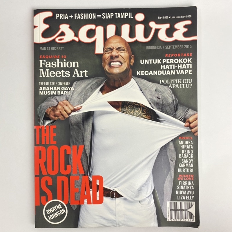 Buku Majalah Pria Bekas - Esquire Indonesia edisi September 2015 - cover: The Rock / Dwayne Johnson