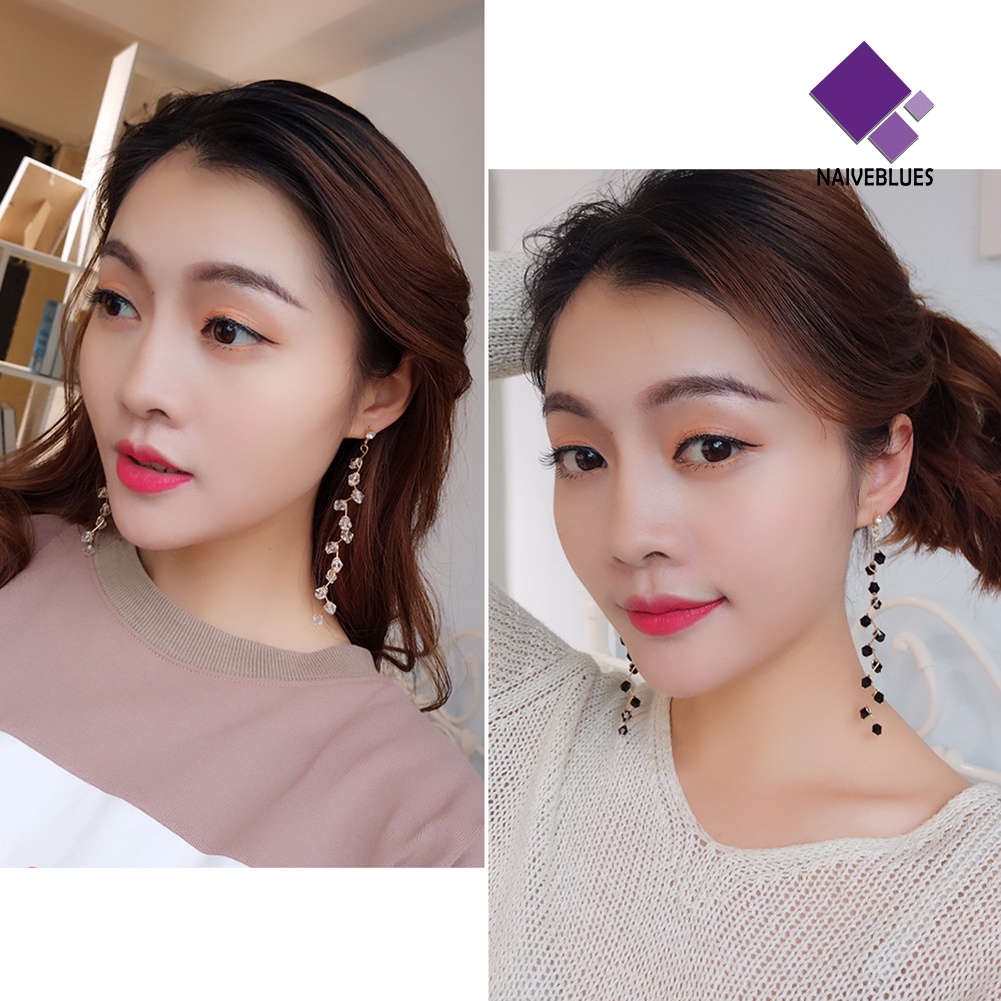 Anting Stud Desain Anggur Aksen Manik-Manik Berlian Imitasi Untuk Wanita