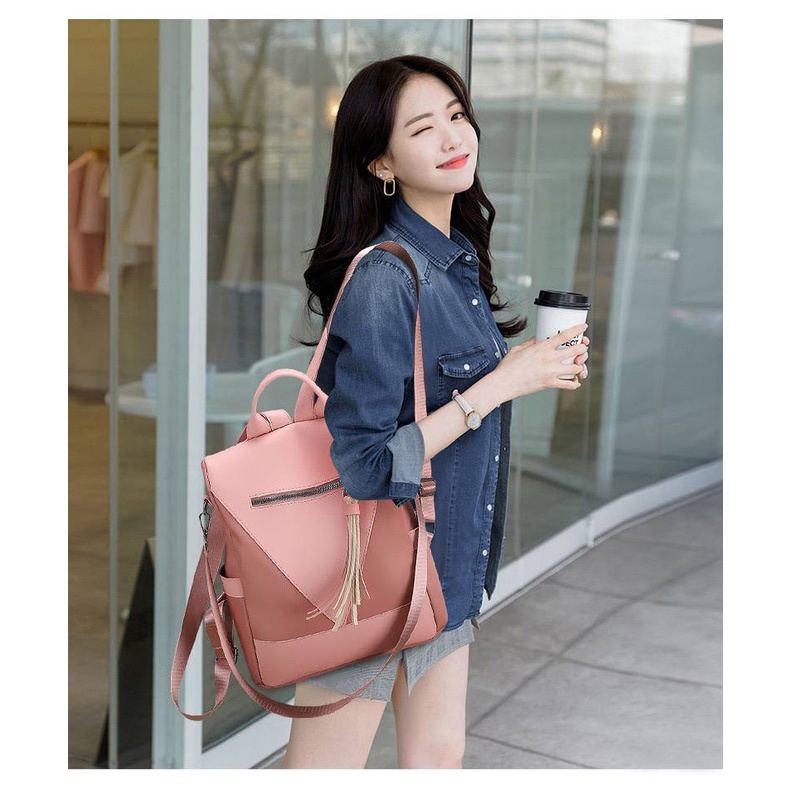 TAS RANSEL BACKPACK WANITA FASHION KOREA MULTIFUNGSI IMPORT 3229 ANTI AIR SEKOLAH KULIAH KERJA WEEK JAKARTA