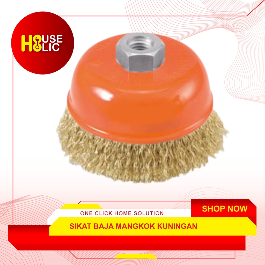 Sikat Mangkok / Sikat Baja Kepang Kawat Kuningan 3&quot; Inch / Cup Brush