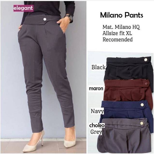 TOTOTAshop.Celana pants wanita MILANO,Bahan tiarafel (bisa melar) real pict