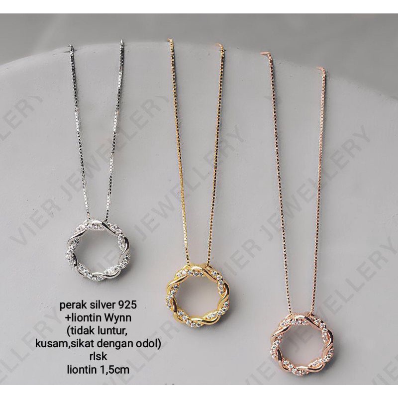 Kalung titanium perak silver 925+liontin wynn,kusam sikat pelan pake odol,Gratis box