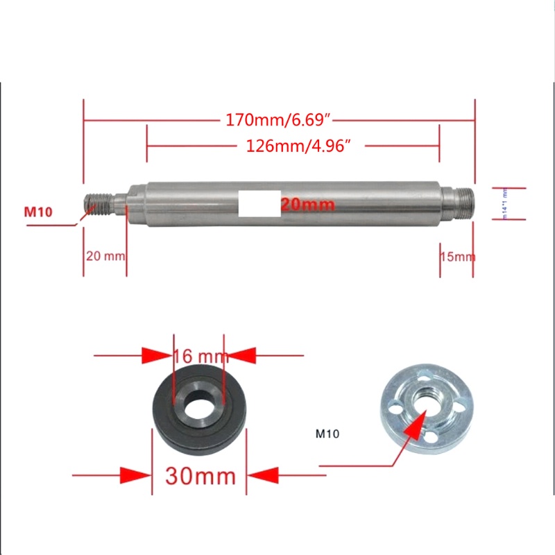 Gro Practical M14 Thread Spindle Shaft Pulley Lathe Headstock Shaft Length 17cm