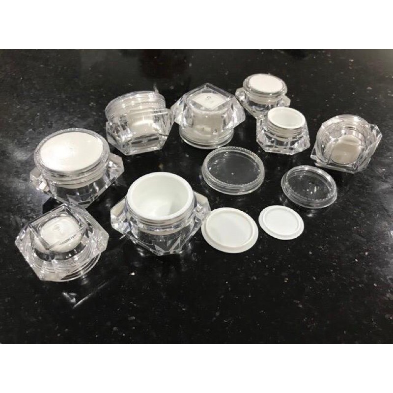 5gr Pot cream/krem dengan inner lid bentuk diamond kilap bahan tebal Premium Quality(D5)
