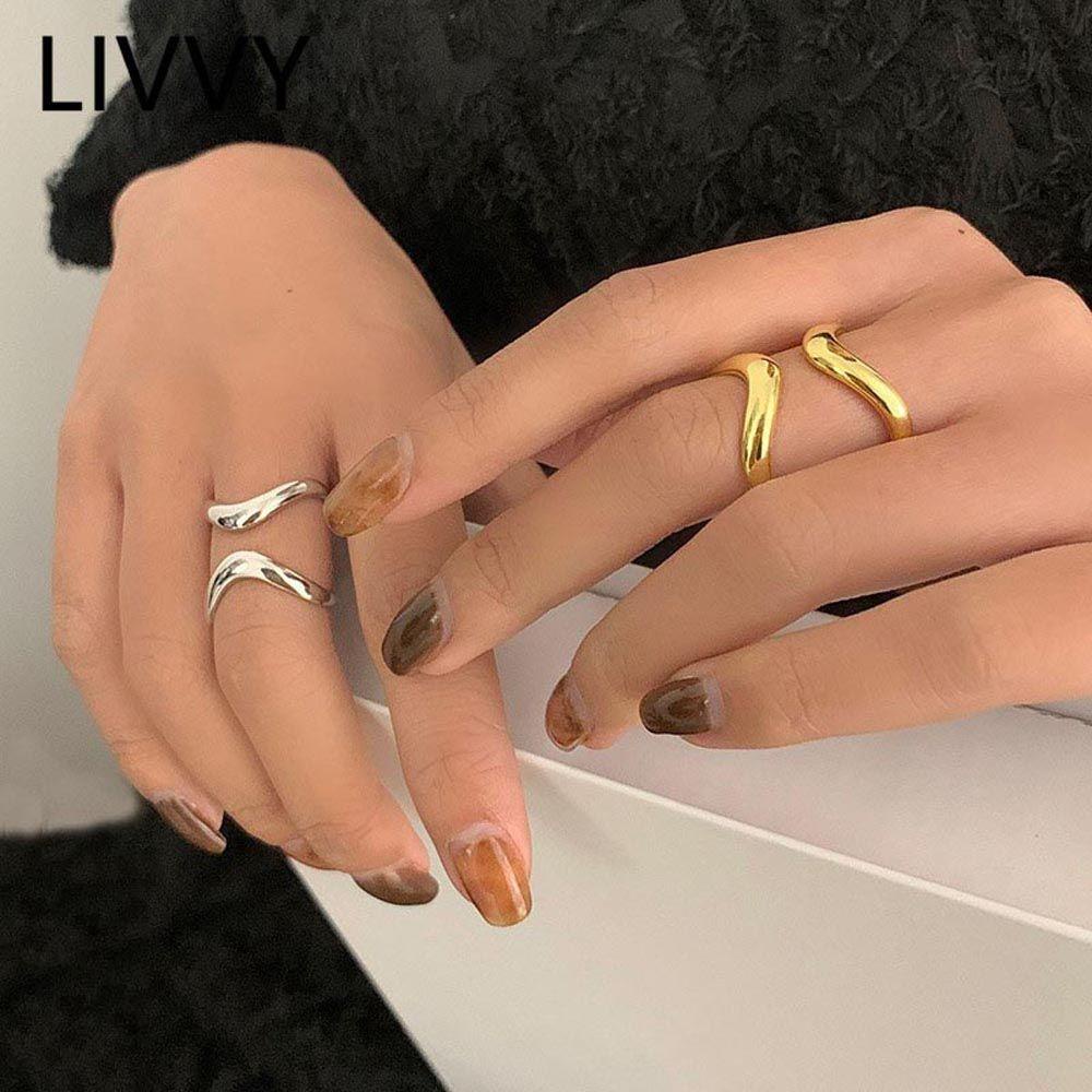 Mxbeauty Wanita Pembukaan Cincin Punk Hadiah Untuk Gadis Cincin Ganda Temperamen Vintage Tidak Teratur Rings