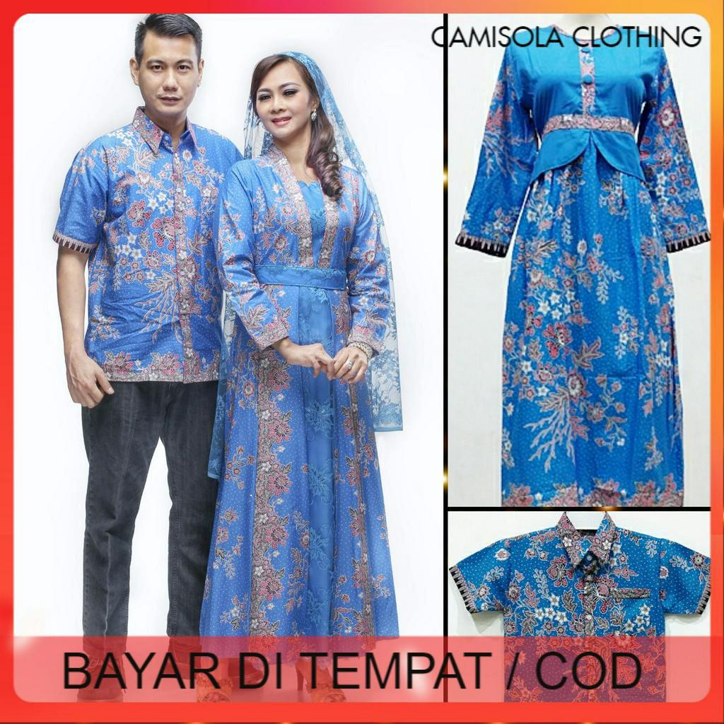 BATIK COUPLE SARIMBIT KELUARGA ANAK TERBARU JUMBO KEKINIAN MURAH PASANGAN GAMIS KD MELATI WARNA BIRU