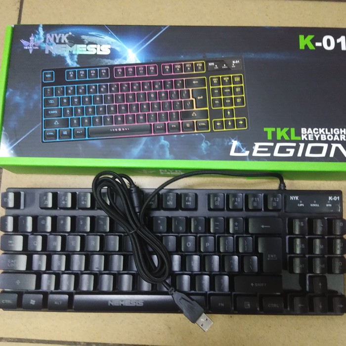 Keyboard Gaming NYK K01 / K-01 RGB TKL Rainbow Backlight