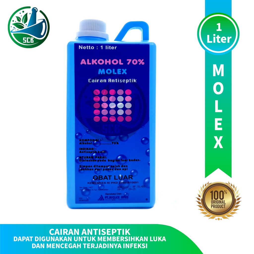Alkohol 70% Molex 1 liter / Molex Alkohol 70% - Cairan Antiseptik