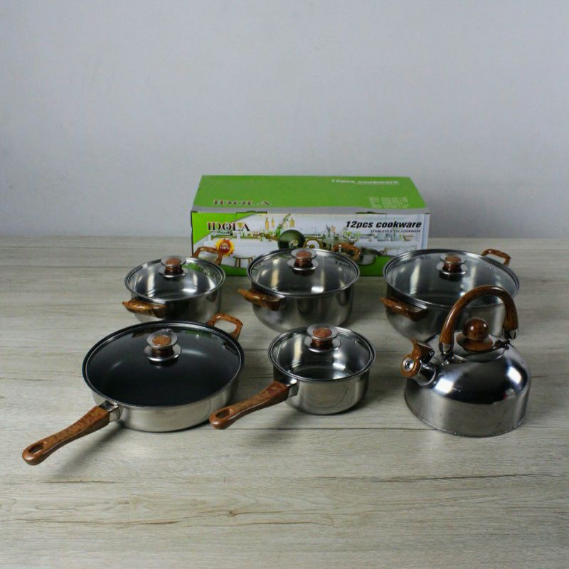 PANCI STAINLESS STEEL COOKWARE SET 12 PCS IDOLA QUALTY 100%