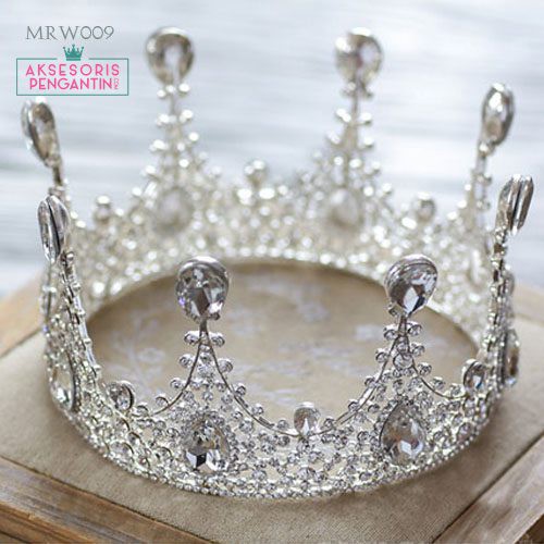 [PRODUK TERLARIS] AKSESORIS PENGANTIN WEDDING CROWN MAHKOTA PESTA FULL ROUND MRW009