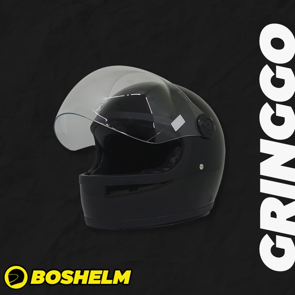 Helm Retro Fino Gringo HITAM GLOSSY Helm Cakil Full Face SNI