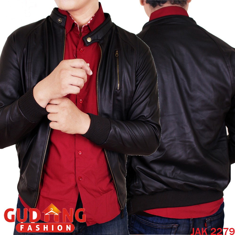 Jaket Semi Kulit Sintetis Pria Keren 99% Mirip Kulit Asli Simpel Lentur (COMB)