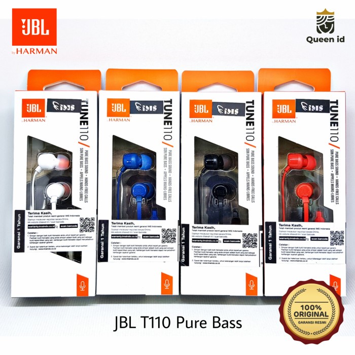 HANDPHONE & TABLET AKSESORIS HANDPHONE HEADSET JBL T110 ORIGINAL 100% HARMAN
