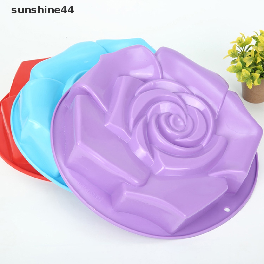 Sunshine Cetakan Kue Bentuk Bunga Mawar Besar 3D Bahan Silikon