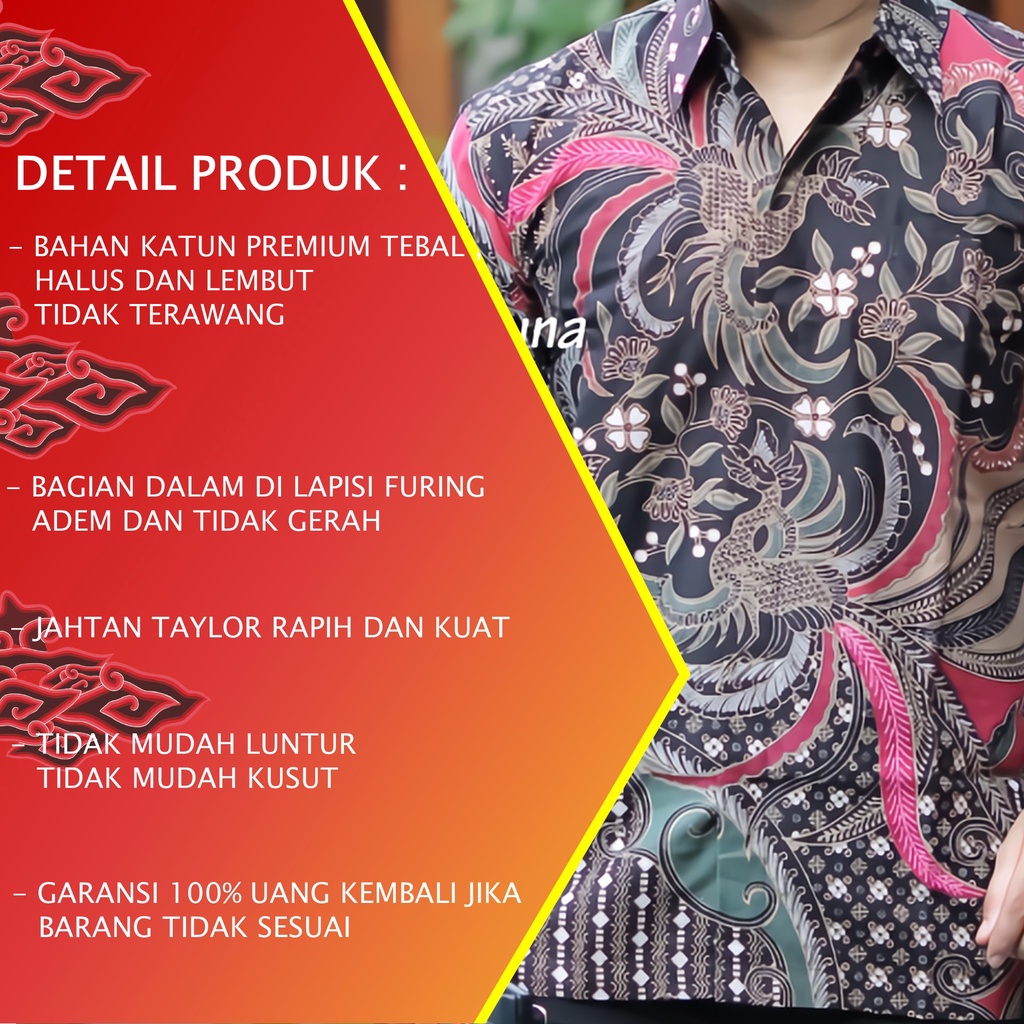 Baju Kemeja Batik Pria Cowok Lengan Panjang Regular Atasan Batik Premium Pria Cowo Prabuseno Kondangan Couple Pasangan Batik Pekalongan Anak Laki Laki Kekinian Original Modern Seragam Kantor Jumbo PCW 002