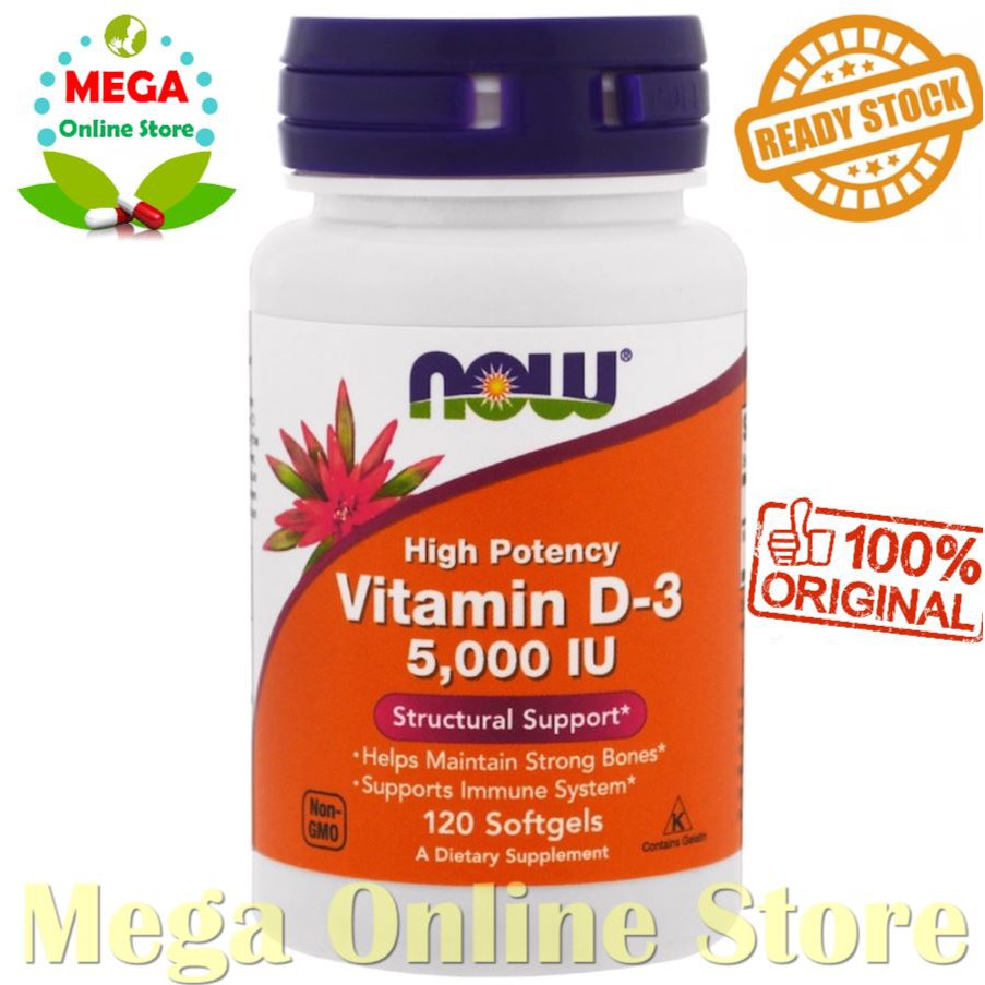 NOW Vitamin D3 5000 IU High Potency 120 Softgels