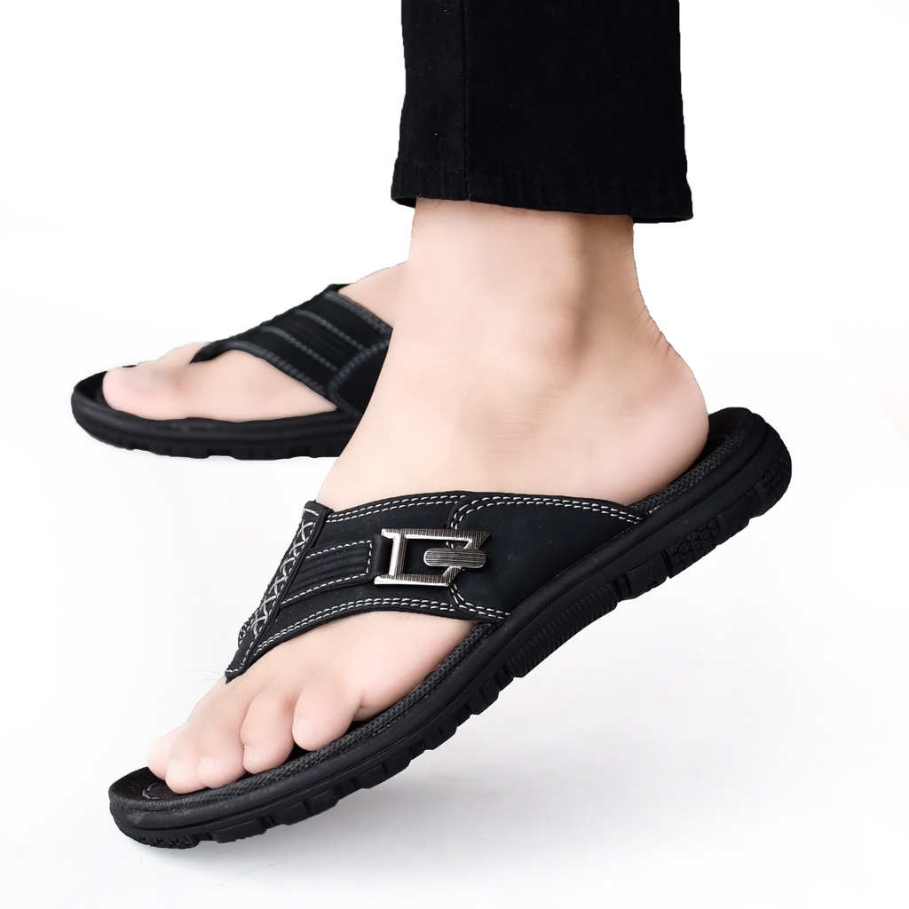 L-TRACK Sandal pria model selop size 39-43 bahan sol pvc non slip upper kulit sintetis