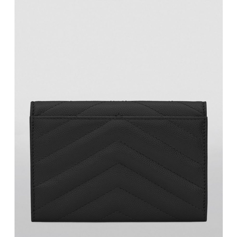 YSL Small Envelope Leather Wallet Black Caviar GHW (13.5 x 9.5 x 3)