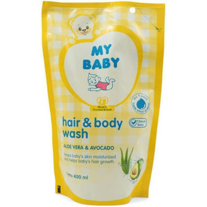 My Baby Hair &amp; Body Wash 400 ml Aloevera Avocado Dan Honey Vitamin E Kuning Pink 400ml 2in1